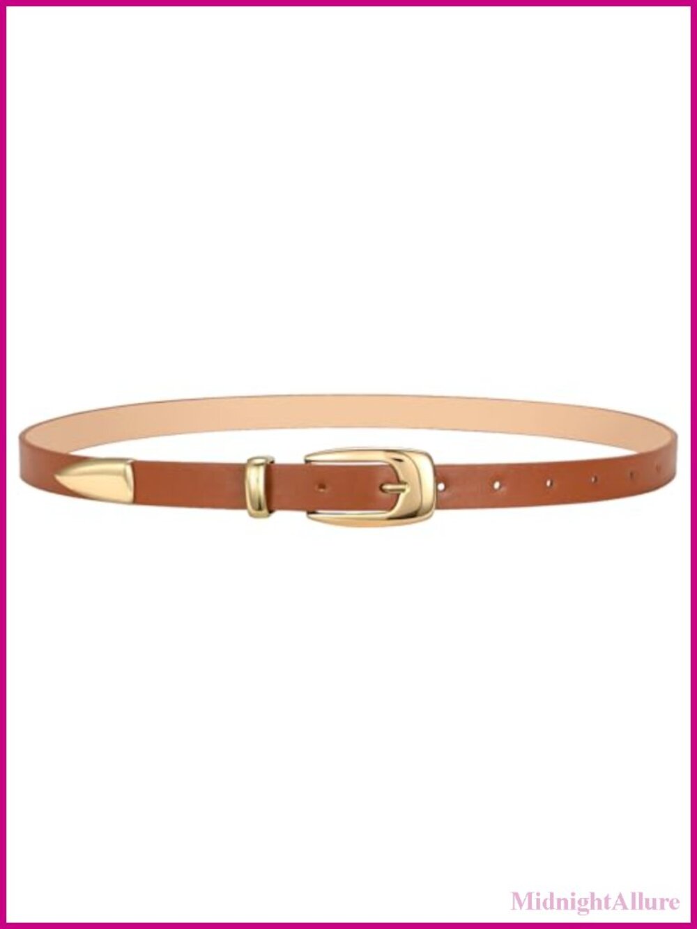 Skinny PU Leather Belt with Gold Buckle Adjustable Thin Waist for Jeans Pants